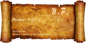 Modor Pál névjegykártya